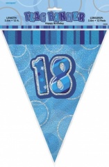 Blue Glitz 18 Flag Banner 12ft