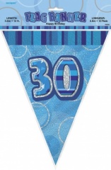 Blue Glitz 30 Flag Banner 12ft