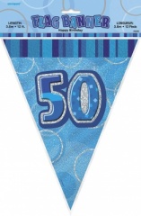 Blue Glitz 50 Flag Banner 12ft