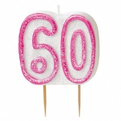 Glitz Pink Numeral 60 Candle