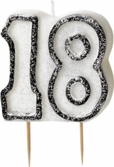 Glitz Black Numeral 18 Candle