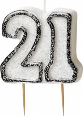 Glitz Black Numeral 21 Candle