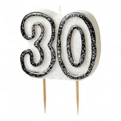 Glitz Black Numeral 30 Candle