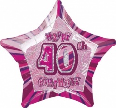 20'' Pkg Pink Star Prism 40 Balloon