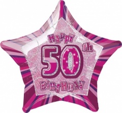 20'' Pkg Pink Star Prism 50 Balloon