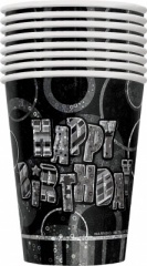 8 9oz Black Bday Gltz Prsm Cup