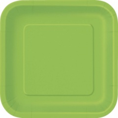 16 LIME GREEN 7'' SQUARE PLATES