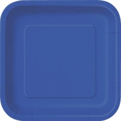 16 ROYAL BLUE 7'' SQUARE PLATES