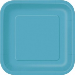 16 CARIBBN TEAL 7'' SQUARE PLATES