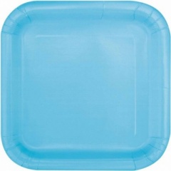 16 BABY BLUE 7'' SQUARE PLATES