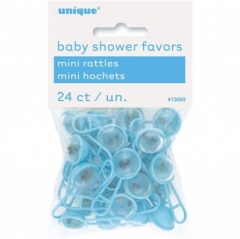 24 Mini Rattles Blue Baby Fav