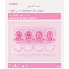 4 Pacifier 2'' Pink Crystl Fav