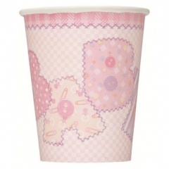 8 Baby Pink Stitching 9'' Cups