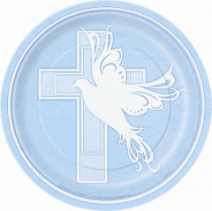 8 DOVE CROSS BLUE 7'' PLATES