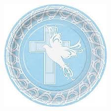 8 DOVE CROSS BLUE 9'' PLATES