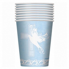 8 DOVE CROSS BLUE 9OZ CUPS