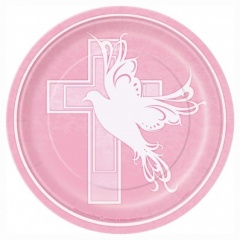 8 DOVE CROSS PINK 7'' PLATES