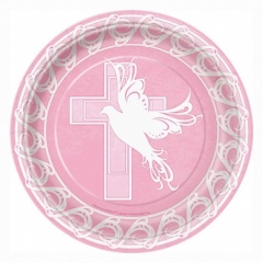 8 DOVE CROSS PINK 9'' PLATES