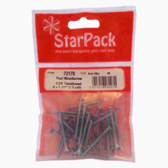 Star Pack Woodscrew Pozi Twinthread Csk Bzp 6x1.1/2 (3.5x40)(72170)