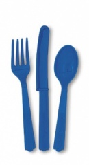 18 ASSORTED CUTLERY ROYAL BLUE