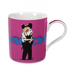 Banksy Kissing Police Fine China Mug