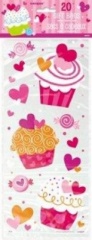 20 Cupcake Hearts Cello Bags