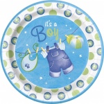 8 Blue Clothesline Baby Shower 9'' Plate