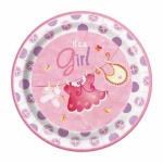 8 Pink Clothesline Baby Shower 9'' Plate