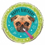 18'' Pkg Pug puppy Birthday FL Balloon