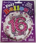 Simon Elvin Sweet 16 Foil Balloons