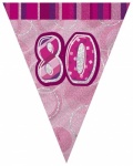 Unique PINK GLITZ 80 FLAG BANNER 9FT