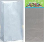 10 PAPER PRTY BAGS-SILVER METLLC