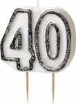 Glitz Black Numeral 40 Candle