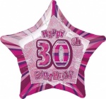 20'' Pkg Pink Star Prism 30 Balloon