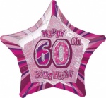 20'' Pkg Pink Star Prism 60 Balloon