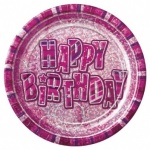 8 Bday Pink Prism 9'' Plates