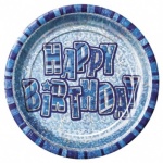 8 Bday Blue Prism 9'' Plates