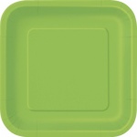 16 LIME GREEN 7'' SQUARE PLATES