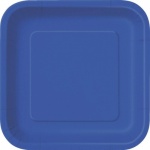 16 ROYAL BLUE 7'' SQUARE PLATES