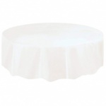 WHITE ROUND TABLECOVER 84 IN DIA