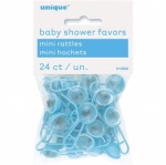 24 Mini Rattles Blue Baby Fav