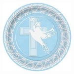 8 DOVE CROSS BLUE 9'' PLATES