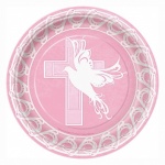 8 DOVE CROSS PINK 9'' PLATES