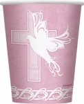 8 DOVE CROSS PINK 9 OZ CUPS