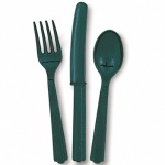 18 Assorted Cutlery Forest Green