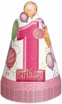 8 First Birthday Pink Party Hats