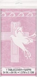 DOVE CROSS PINK TABLECOVER PLASTIC